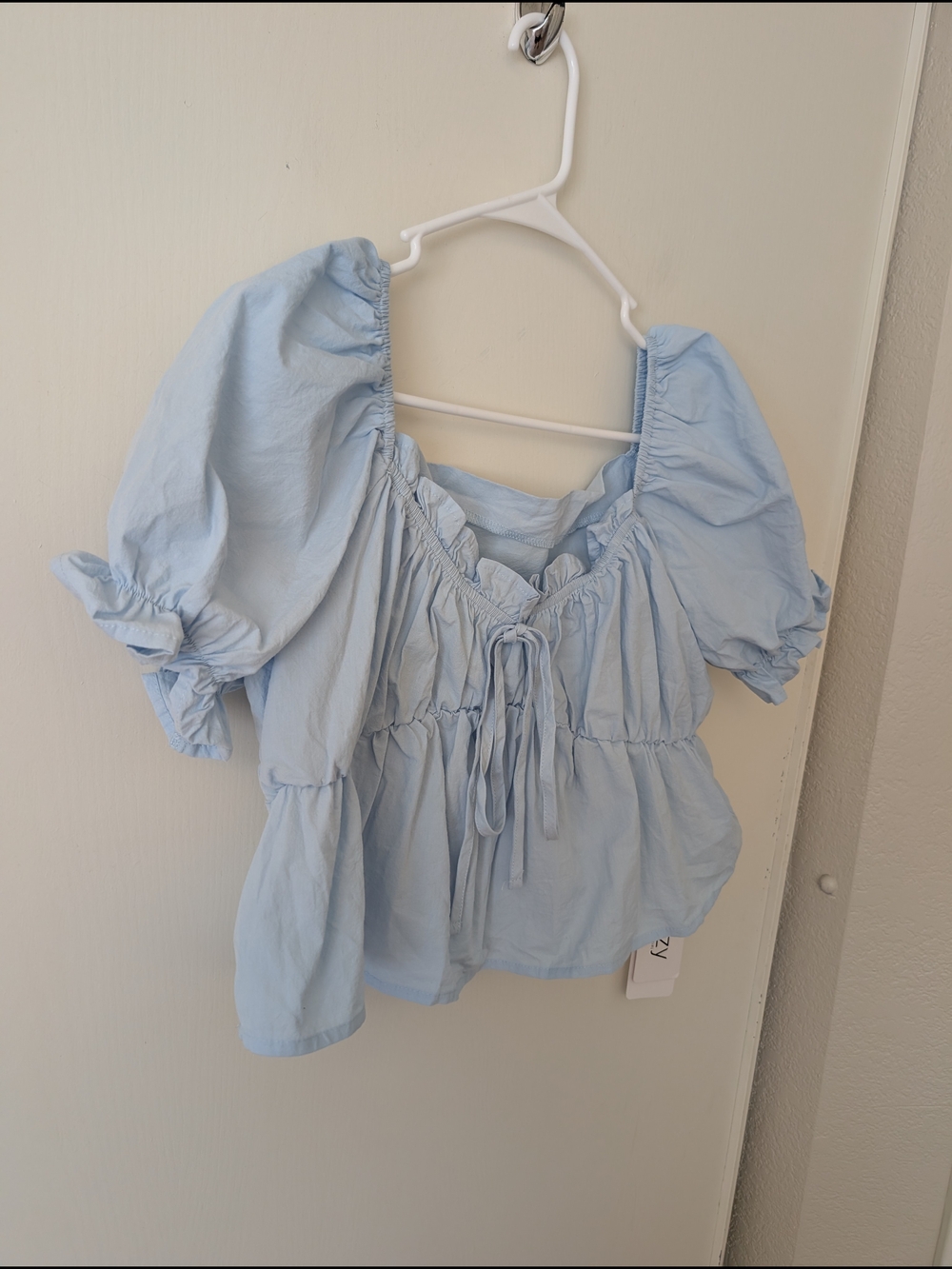 Dazy Women XL 100% Cotton Peasant Top Blue NWT Coquette Cottage Shabbychic Boho - Picture 2 of 7